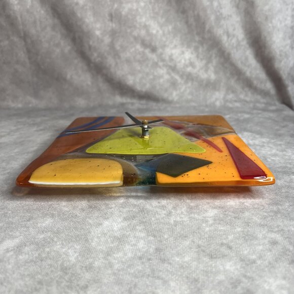 Colorful Geometric Fused Glass Wall Clock By Danielle Styles Battery Operated - Picture 7 of 12